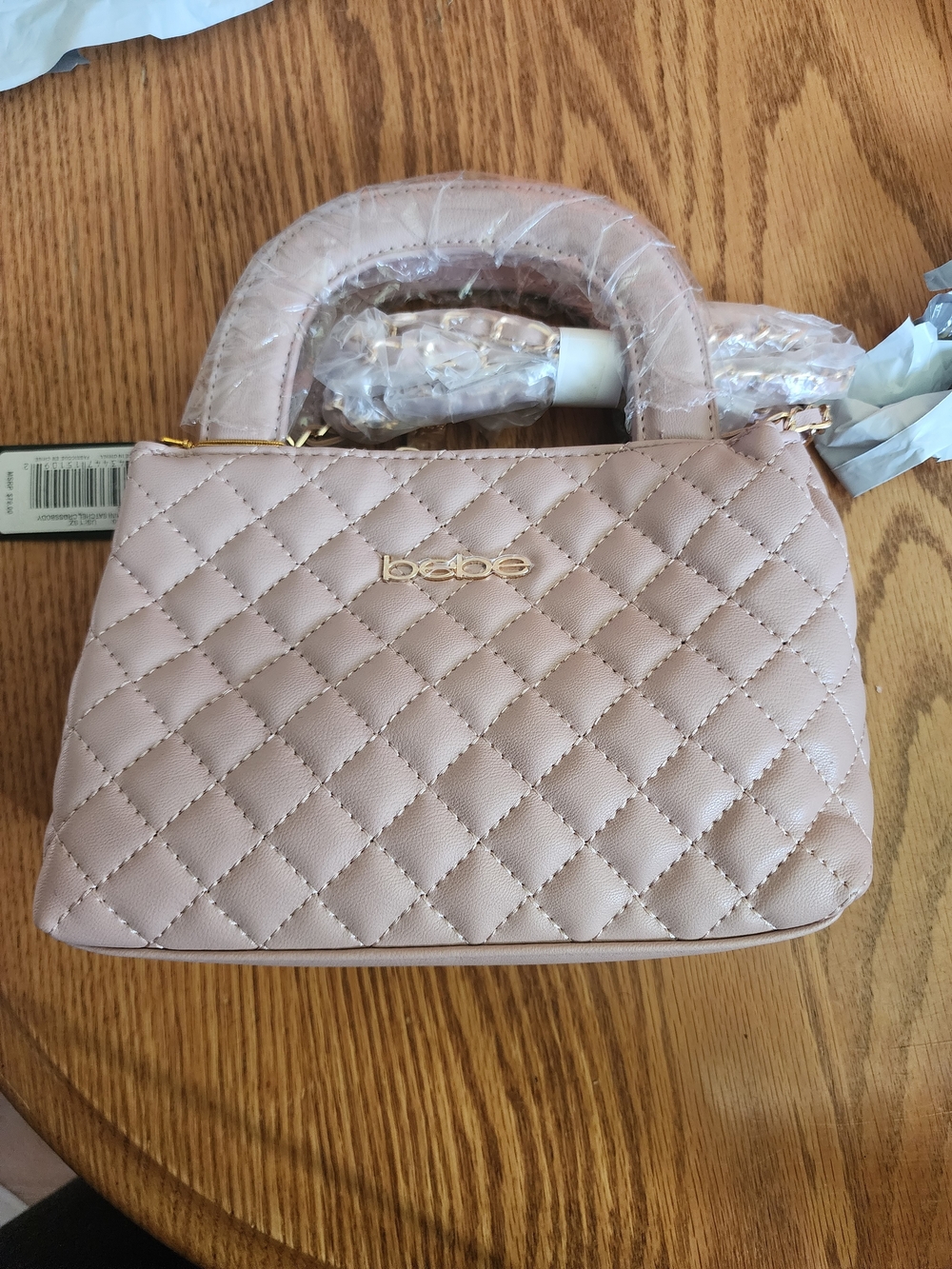 NWT bebe Quilted Satchel in Muave Pink with Gold Hardware